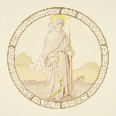 Vidro manchado na janela da capela privada do Palácio do Bispo: São Tiago (aguarela sobre papel) de Joseph Manning