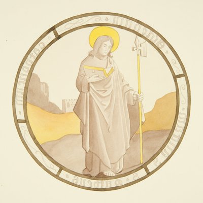 Vidro manchado na janela da capela privada do Palácio do Bispo: São Mateus (aguarela sobre papel) de Joseph Manning