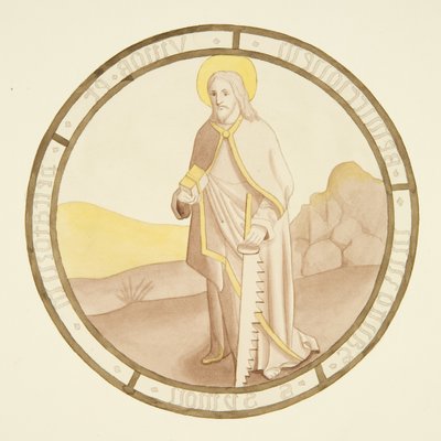 Vidro manchado na janela da capela privada do Palácio do Bispo: São Simão (aguarela sobre papel) de Joseph Manning