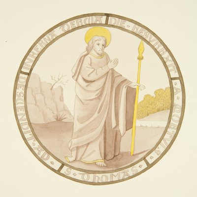 Vidro manchado na janela da capela privada do Palácio do Bispo: São Tomás (aguarela sobre papel) de Joseph Manning