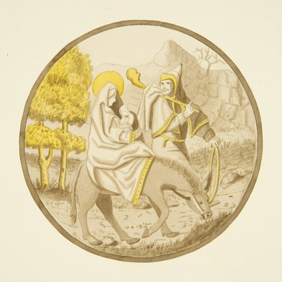 Vidro manchado na janela da capela privada do Palácio do Bispo: O Voo para o Egipto de Joseph Manning