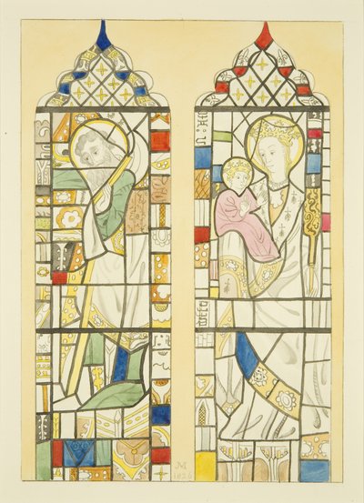 Vidro manchado na janela sobre a fonte de St Mary Redcliffe (aguarela sobre papel) de Joseph Manning