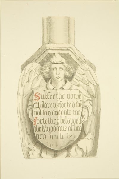 Treliça contra pilar no ângulo sudoeste, perto do órgão de Santa Maria Redcliffe (aguarela sobre papel) de Joseph Manning