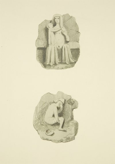 Duas virilhas (chefes) no tecto de St Mary Redcliffe (aguarela sobre papel) de Joseph Manning