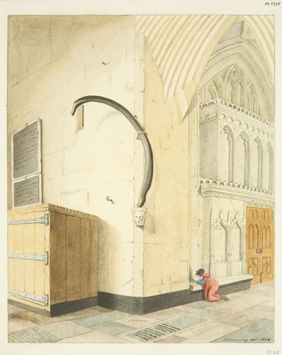 Costela de baleia no corredor norte de St Mary Redcliffe (aguarela sobre papel) de Joseph Manning