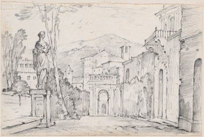 Uma rua romana com Monte Cavo ao longe de Joseph Marie Vien