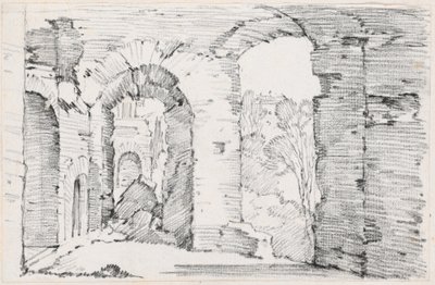 Passagens arqueadas de um edifício em ruínas de Joseph Marie Vien