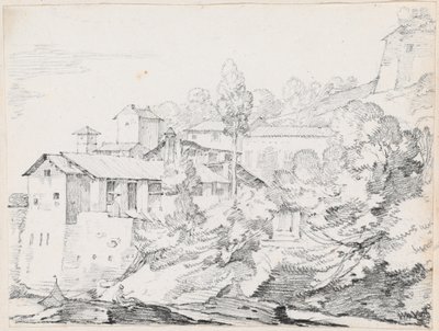 Edifícios italianos em uma encosta de Joseph Marie Vien