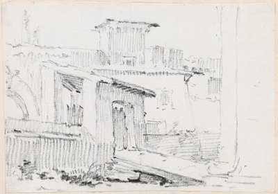 Edifícios romanos com um galpão aberto de Joseph Marie Vien