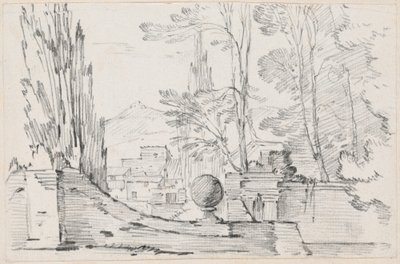Vista através da parede de um jardim italiano de Joseph Marie Vien