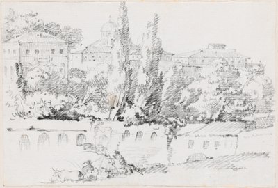 Paredes de Roma com Santa Maria del Popolo à distância de Joseph Marie Vien