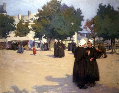 The Village Square, Bretanha (óleo sobre tela) de Joseph Milner Kite