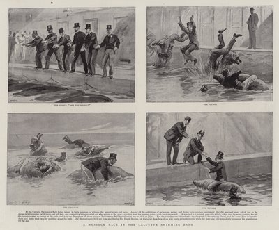 Uma corrida de Mussuck no banho de mar de Calcutá de Joseph Nash
