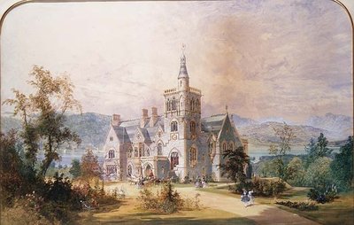 Uma mansão baronial escocesa (aguarela e guache) de Joseph Nash