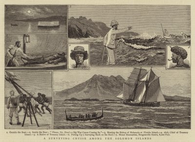 Um cruzeiro de topografia entre as Ilhas Salomão de Joseph Nash