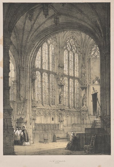 Arquitetura da Idade Média: Em St. Jacques, Dieppe, East End, Interior de Joseph Nash