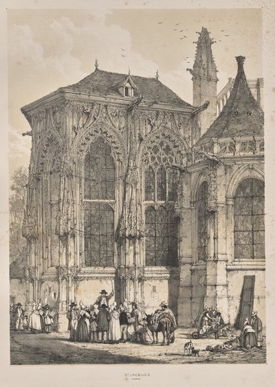 Arquitetura da Idade Média: St. Jacques, Dieppe, East End, Exterior de Joseph Nash