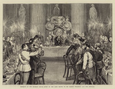 Banquete na Mansion House dado pelo Lord Mayor a Sir Garnet Wolseley e os oficiais de Joseph Nash
