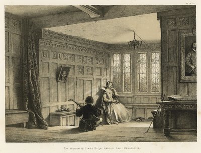 Janela de sacada na sala de jantar, Haddon Hall, Derbyshire de Joseph Nash