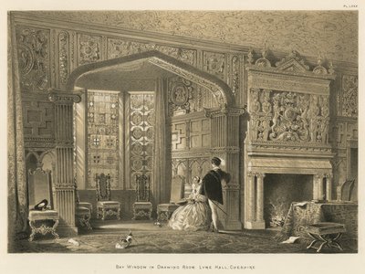 Janela de sacada na sala de desenho, Lyme Hall, Cheshire de Joseph Nash