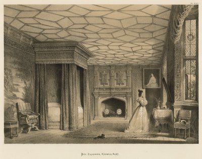 Câmara de cama, Knowle, Kent de Joseph Nash