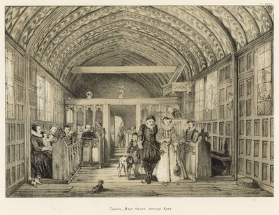 Capela, fosso, casa, Ightham, kent de Joseph Nash