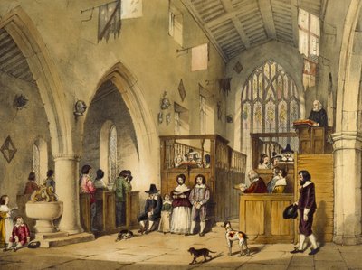 Capela em Haddon Hall, Derbyshire, 1600, ilustração de &39;Arquitetura da Idade Média&39;, 1838 de Joseph Nash