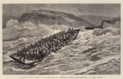 Voltando para casa do Transvaal, tropas britânicas re-embarcando em Port Natal de Joseph Nash