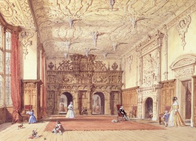 Crewe Hall, Cheshire (wc e guache) de Joseph Nash