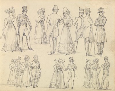 Homens e Mulheres na Moda Conversando de Joseph Nash