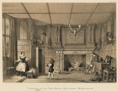 Lareira na casa da porta, Kenilworth, Warwickshire de Joseph Nash
