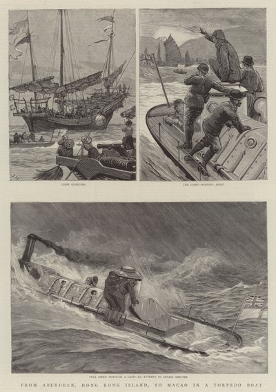 De Aberdeen, na ilha de Hong Kong, a Macau num barco de torpedos de Joseph Nash