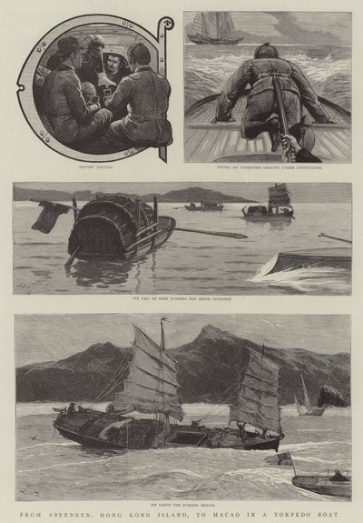 De Aberdeen, na ilha de Hong Kong, a Macau num barco de torpedos de Joseph Nash