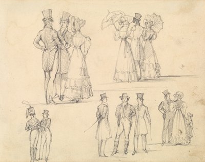 Grupos de Homens e Mulheres em Conservação de Joseph Nash