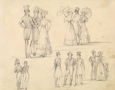 Grupos de Homens e Mulheres em Conservação de Joseph Nash