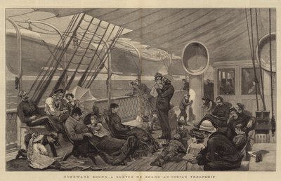 Homeward Bound, um esboço a bordo de um troopship indiano de Joseph Nash