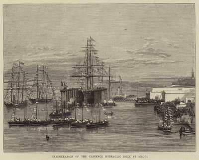 Inauguração da doca hidráulica Clarence em Malta de Joseph Nash