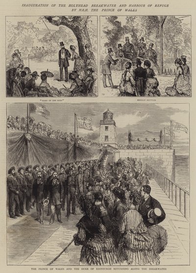 Inauguração do quebra-mar de Holyhead e porto de refúgio por SAR o Príncipe de Gales de Joseph Nash