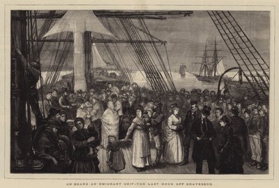 A bordo de um navio de emigrantes, a última hora de Gravesend de Joseph Nash