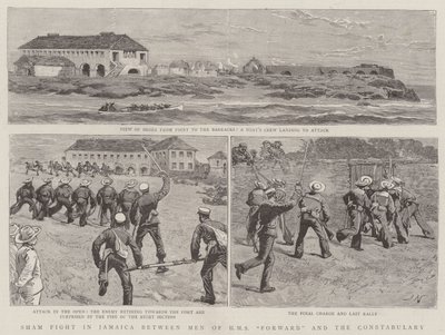 Sham Fight na Jamaica entre homens do HMS Forward e o policial de Joseph Nash