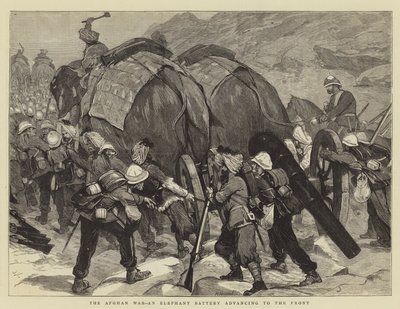 A guerra do Afeganistão, uma bateria de elefantes avançando para a frente de Joseph Nash