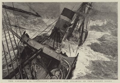 A SS Sardenha canadense cruzando o Atlântico nas Galés Recentes de Joseph Nash