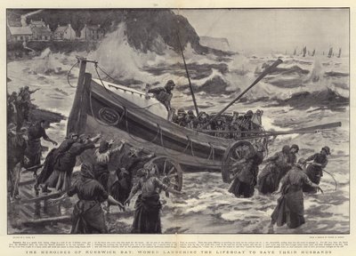 As Heroínas da Baía de Runswick, Mulheres lançando o Bote salva-vidas para salvar seus maridos de Joseph Nash