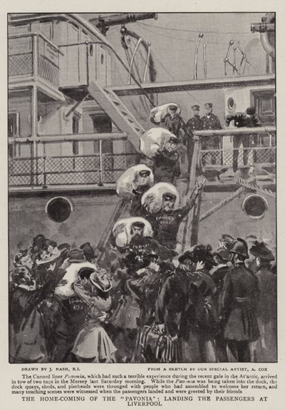A vinda em casa do Pavonia, desembarque dos passageiros em Liverpool de Joseph Nash