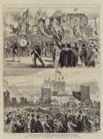 Celebração do Centenário O&39;Connell em Dublin de Joseph Nash