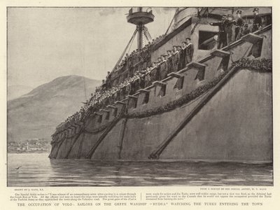 A ocupação de Volo, marinheiros no navio de guerra grego Hydra, observando os turcos entrarem na cidade de Joseph Nash