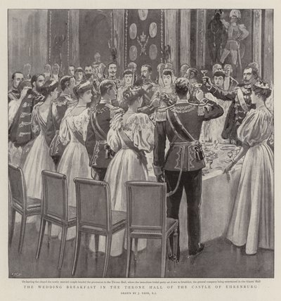 O café da manhã do casamento no Salão do Trono do Castelo de Ehrenburg de Joseph Nash