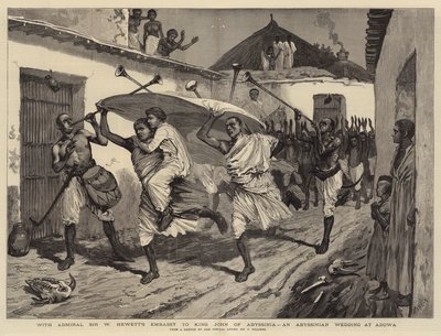 Com a embaixada do almirante Sir W Hewett para o rei João da Abissínia, um casamento abissínio em Adowa de Joseph Nash