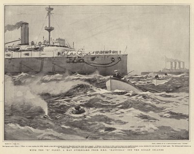 Com a X Fleet, um homem ao mar da HMS Hannibal, nas Ilhas Scilly de Joseph Nash