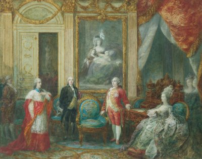 Luís XVI e sua esposa Maria Antonieta recebendo um cardeal de Joseph Navlet